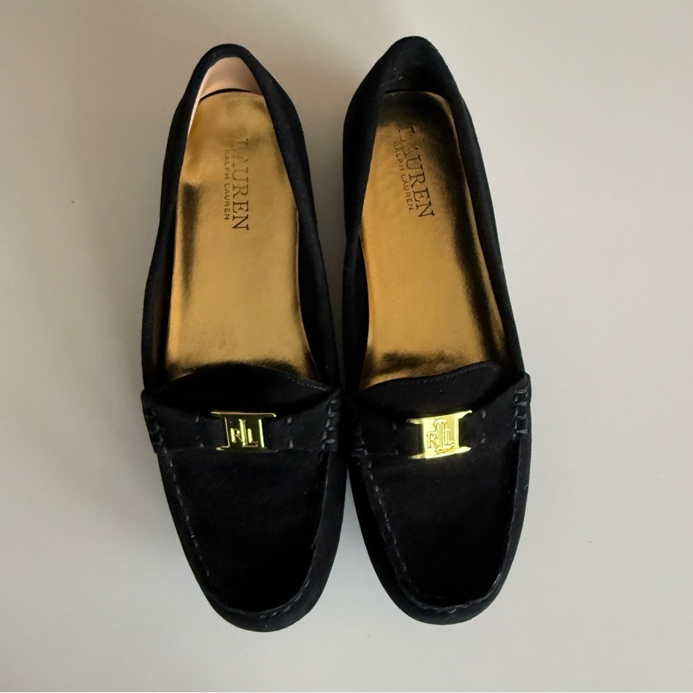 RALPH LAUREN | double RL Black Loafers flats for Women
